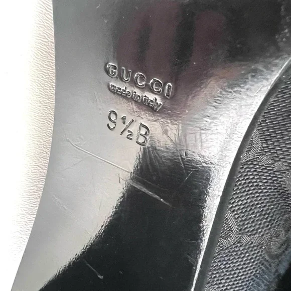 GUCCI || Vintage Y2K GG Monogram Canvas Square Toe Block Heel Knee High Boots - Picture 15 of 16